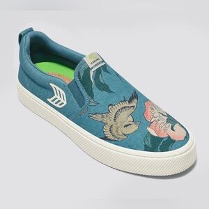 Hokusai SLIP-ON Peonies and Canary Print Canvas Sneaker